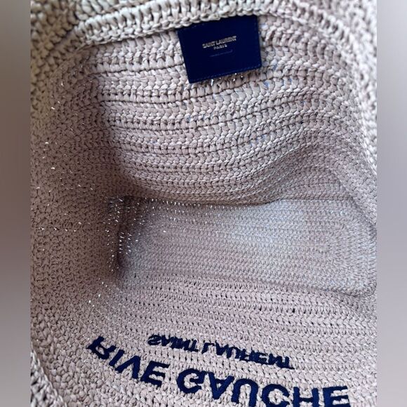 NWT YSL Rive Gauche Embroidered Rafia Tote Bag - Picture 10 of 12